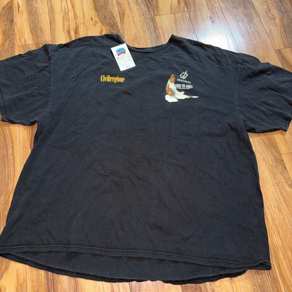 Civil Regime T Shirt Mens XXXL Black Excellent Ashes‎ to Ashes Flaming Dove Tee